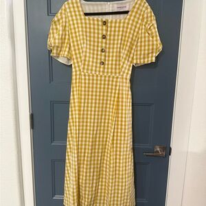 JessaKae Yellow Gingham Midi Dress
